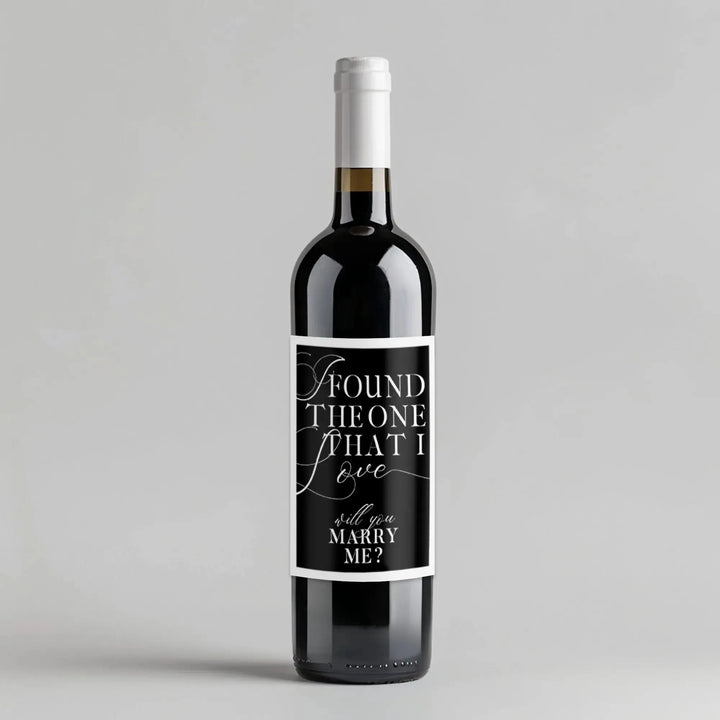 Found My Love Proposal Black Wine Label - iCustomLabel