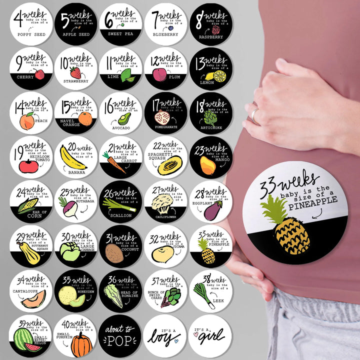 Fruit Veggie Pregnancy Stickers - iCustomLabel