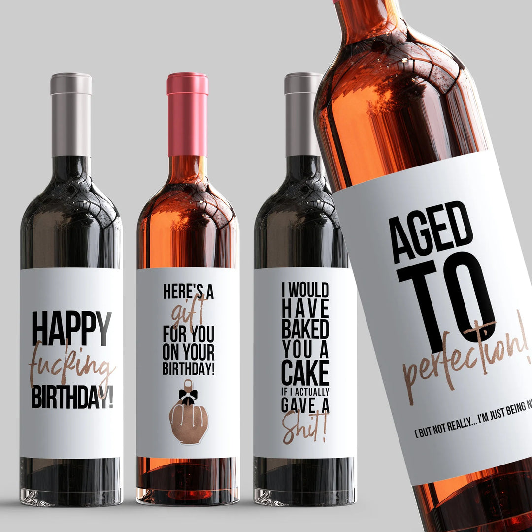Fucking Birthday Wine Label Set - iCustomLabel