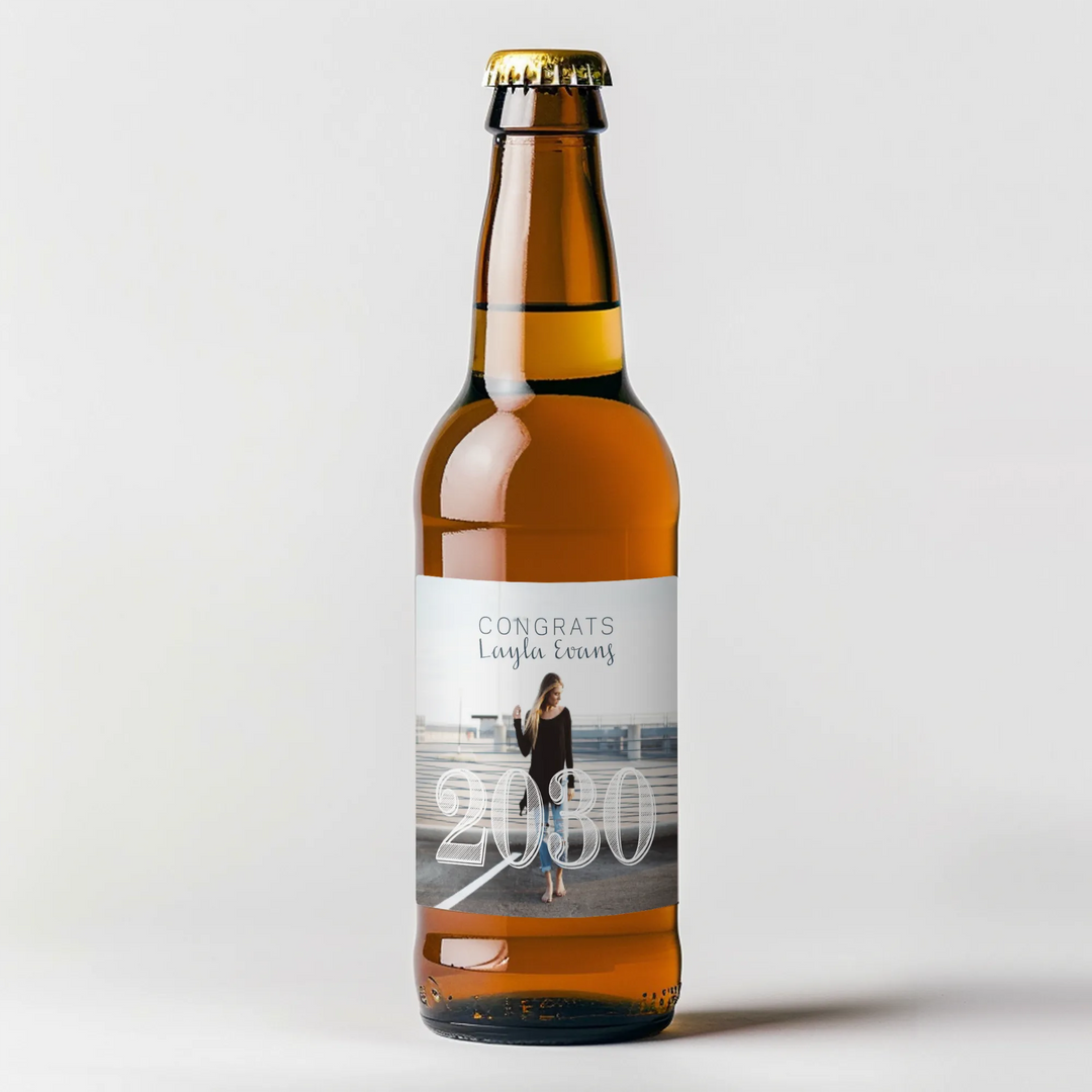 Full Photo Graduation Beer Label - iCustomLabel