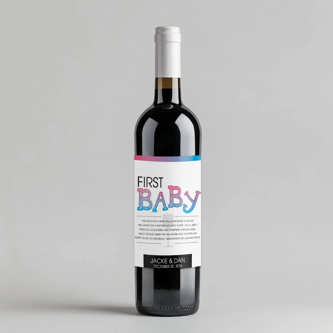 Fun Font Baby Milestone Wine Label - iCustomLabel
