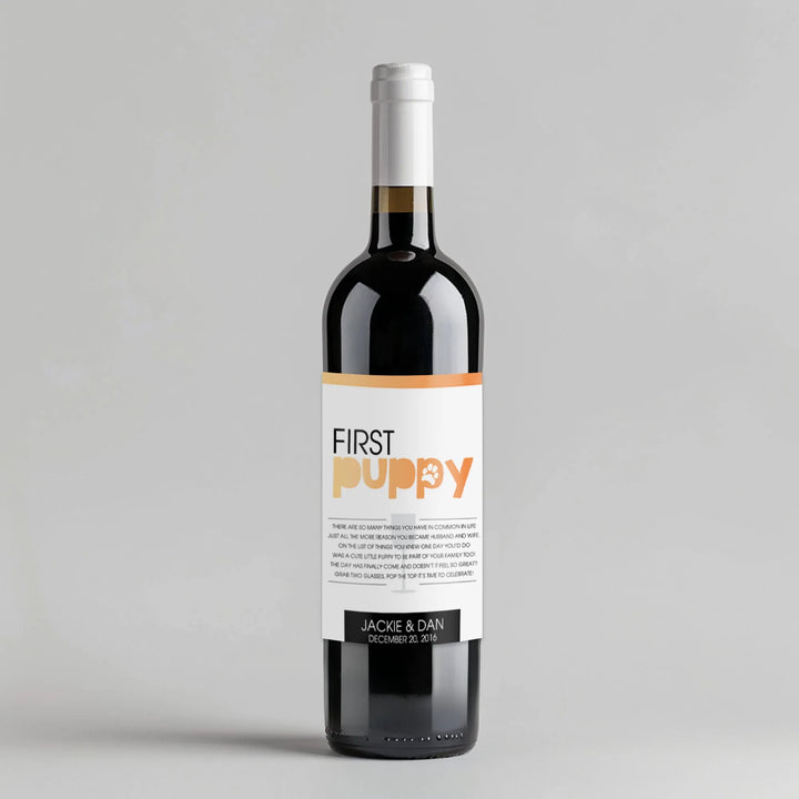 Fun Font Puppy Milestone Wine Label - iCustomLabel