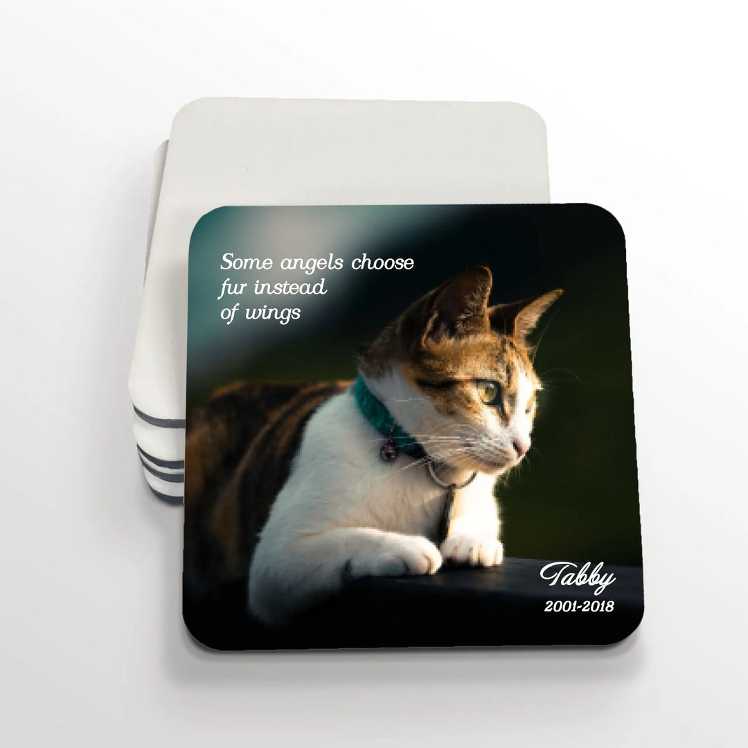 Fur Angel Photo Square Coasters - iCustomLabel