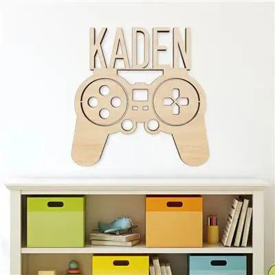 Gamer Controller Wood Name Sign - iCustomLabel