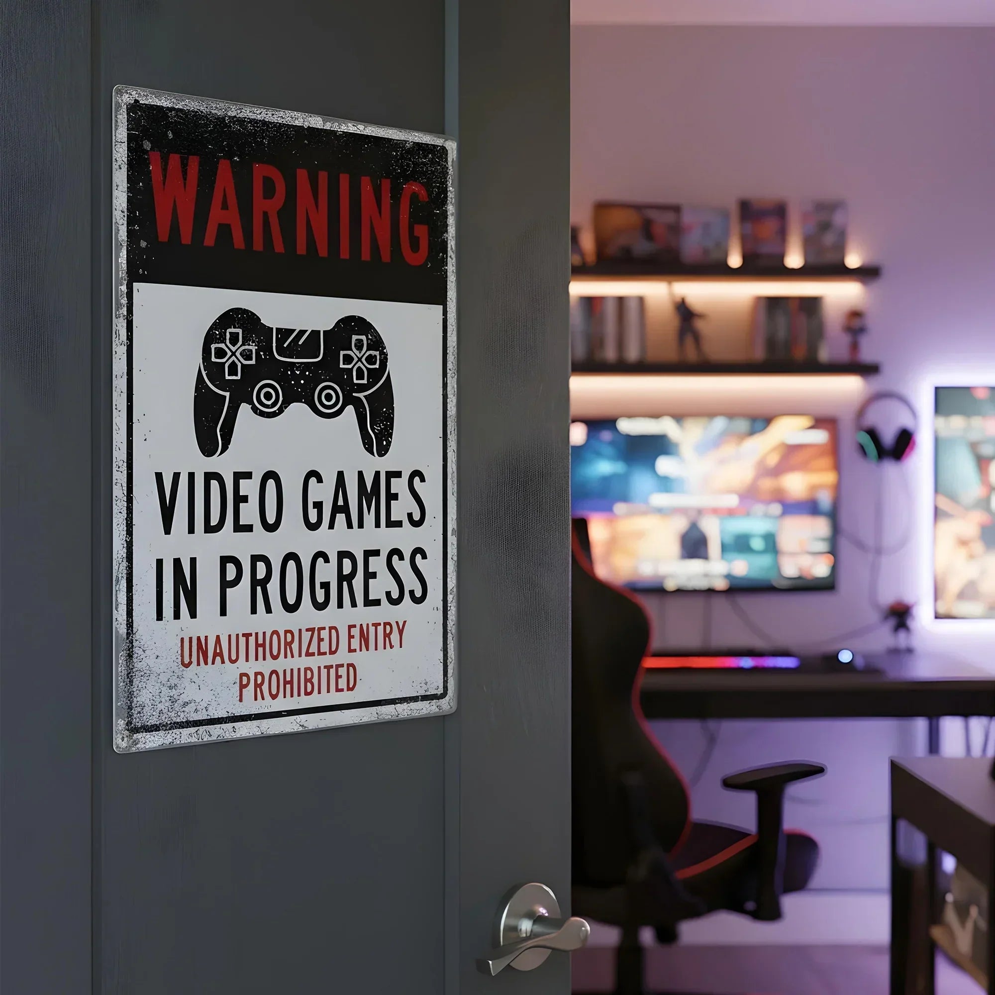 Gaming In Progress Sign | Gamer Door Sign – iCustomLabel