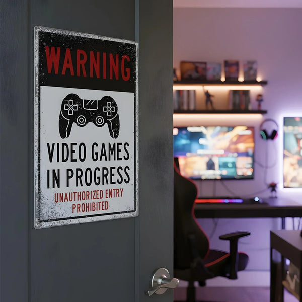 Gaming In Progress Sign | Gamer Door Sign – iCustomLabel