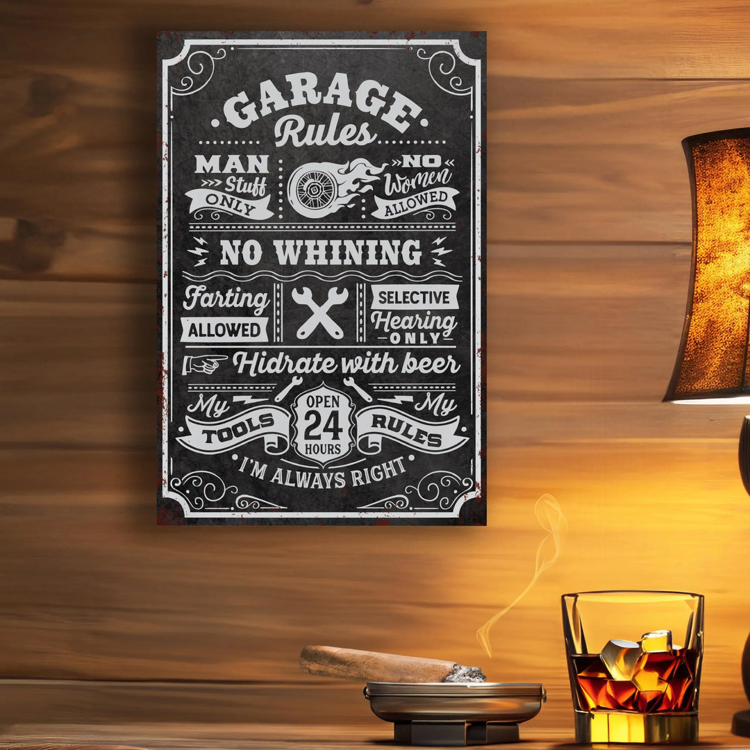 Garage Rules Metal Sign - iCustomLabel