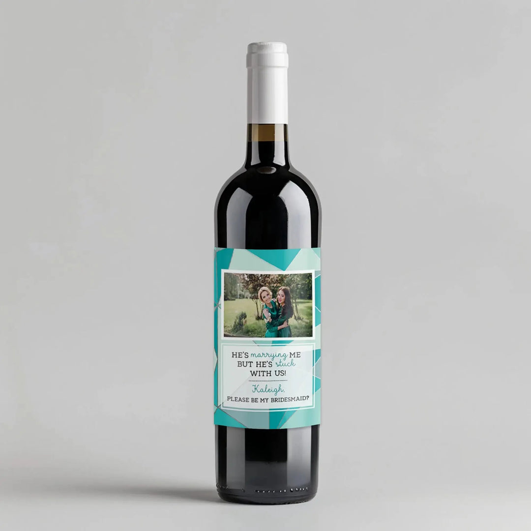 Geometric Bridesmaid Wine Label - iCustomLabel