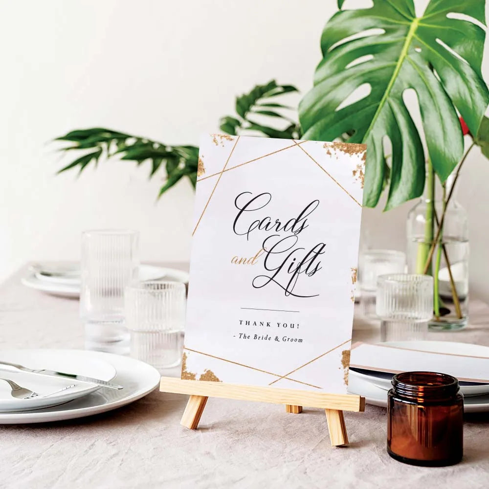 Geometric Cards And Gifts Wedding Table Sign - iCustomLabel