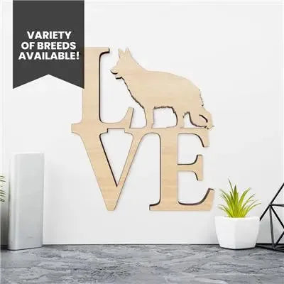 German Shepard Dog Wood Love Sign - iCustomLabel