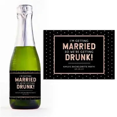 Getting Married Mini Champagne Split Label - iCustomLabel