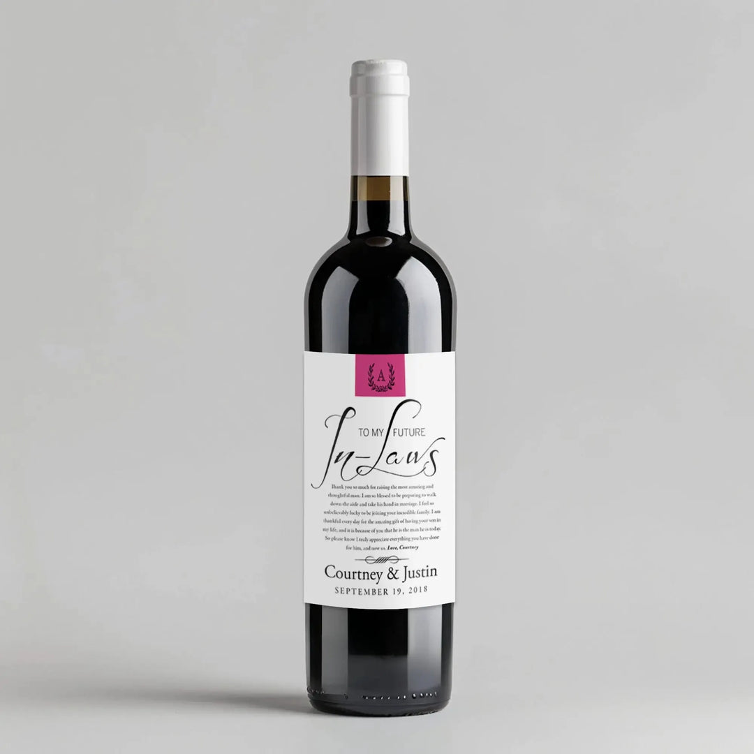 Gifts for In Laws from Bride Monogram Wine Label - iCustomLabel