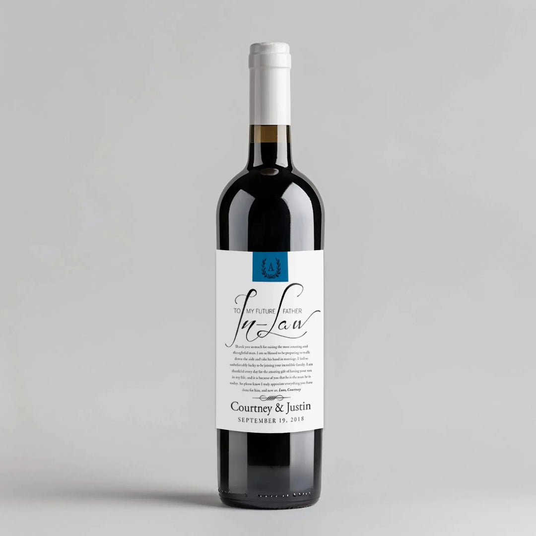 Gifts for In Laws from Groom Monogram Wine Label - iCustomLabel