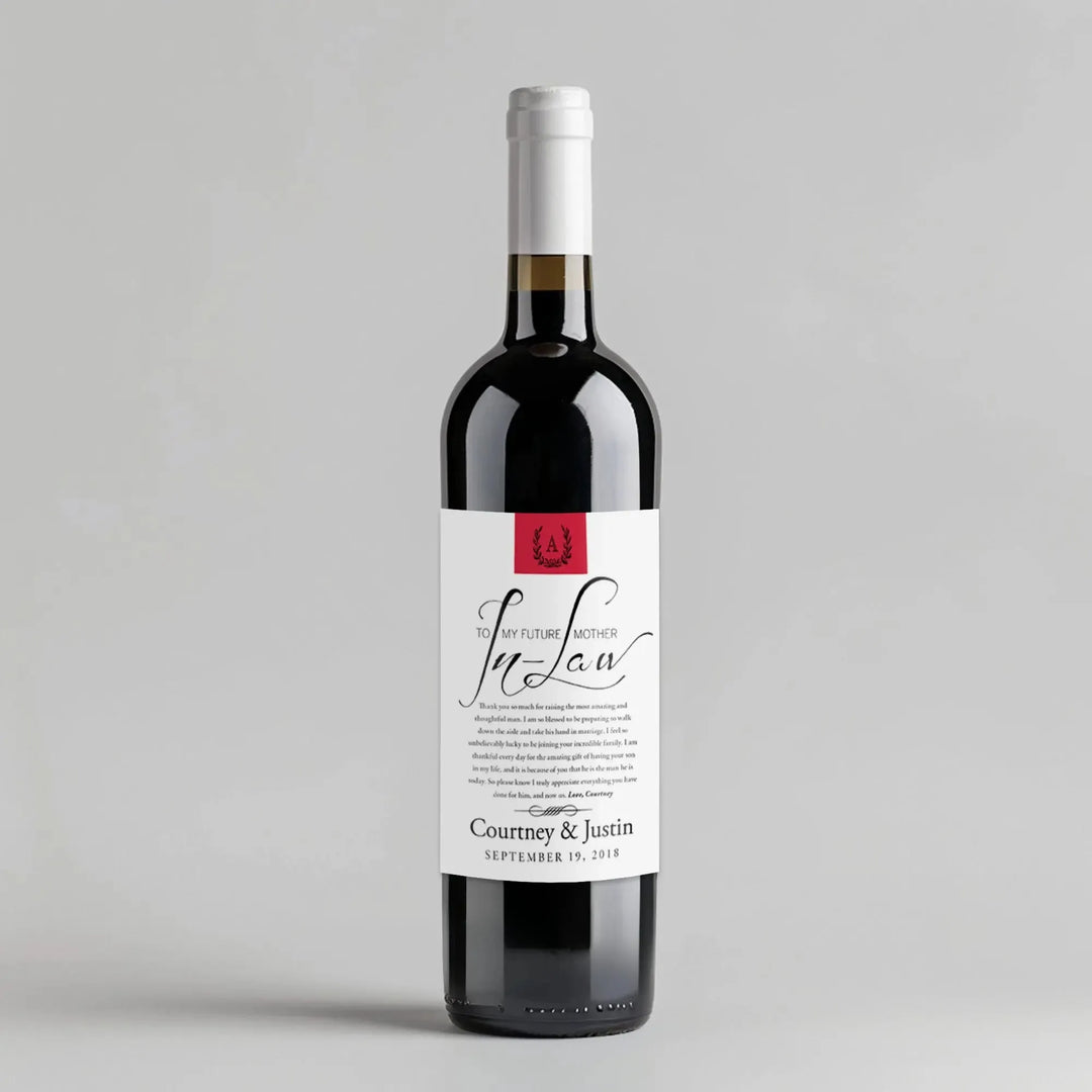 Gifts for Mother In Law Monogram Wine Label - iCustomLabel