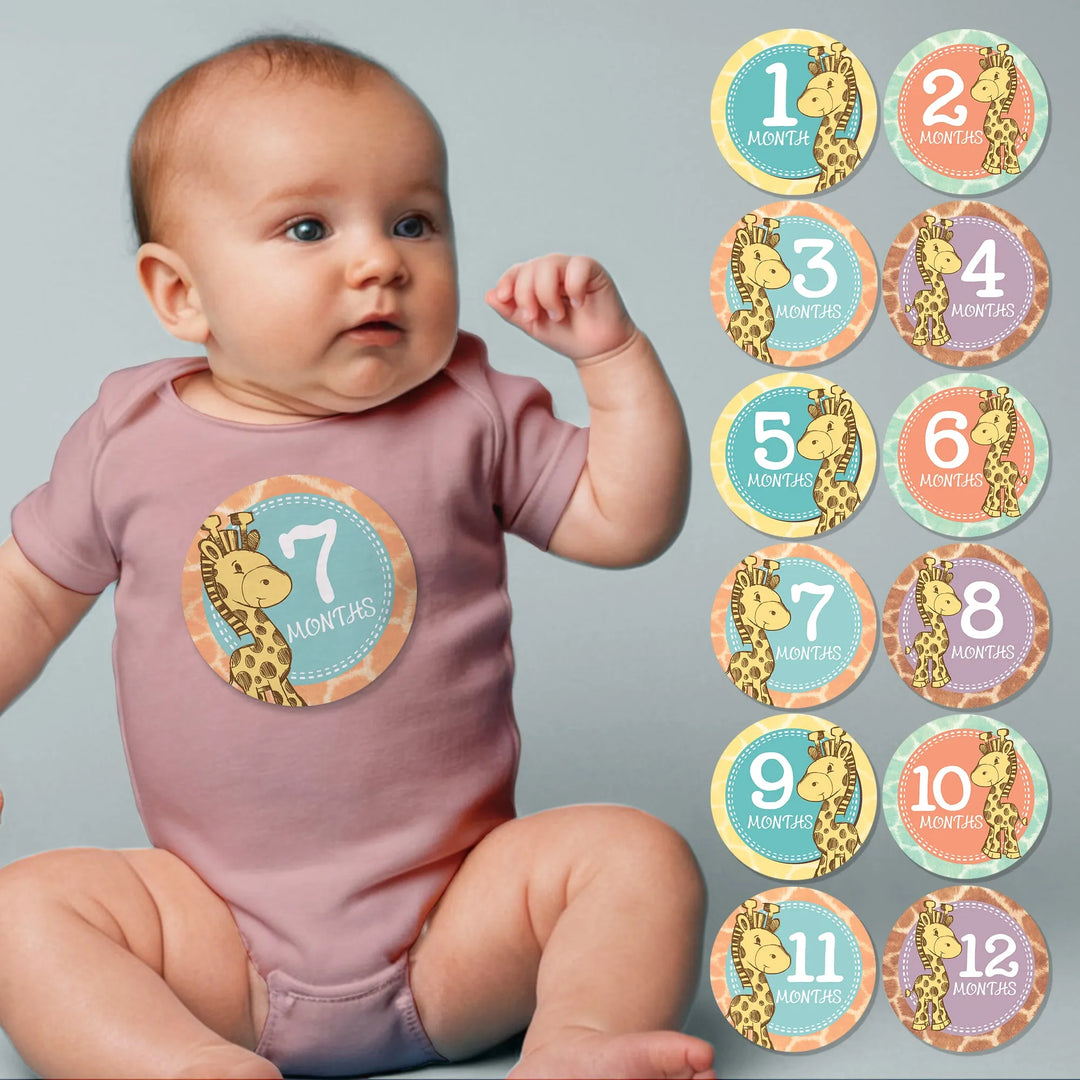 Giraffe Baby Month Stickers - iCustomLabel