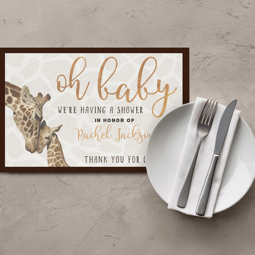 Giraffe Baby Shower Placemats - iCustomLabel