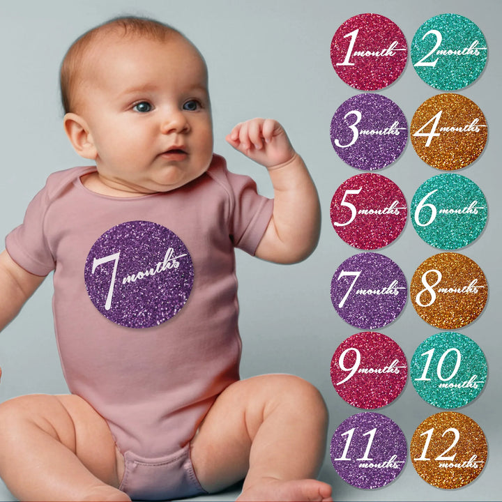 Glitter Baby Month Stickers - iCustomLabel