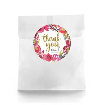 Glitter Flowers Bridal Shower Favor Labels - iCustomLabel