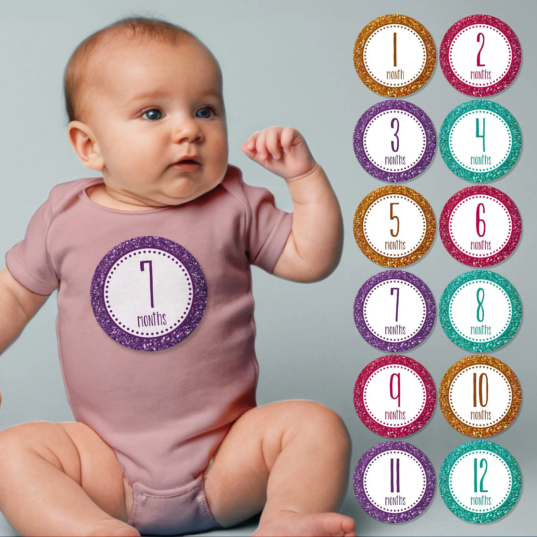 Glitter Frame Baby Month Stickers - iCustomLabel