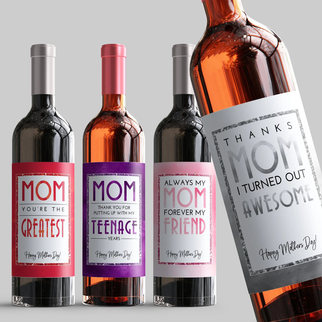 Glitter Mother's Day Wine Label Set - iCustomLabel