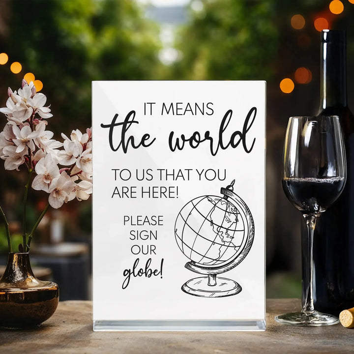 Globe Guestbook Wedding Table Sign - iCustomLabel