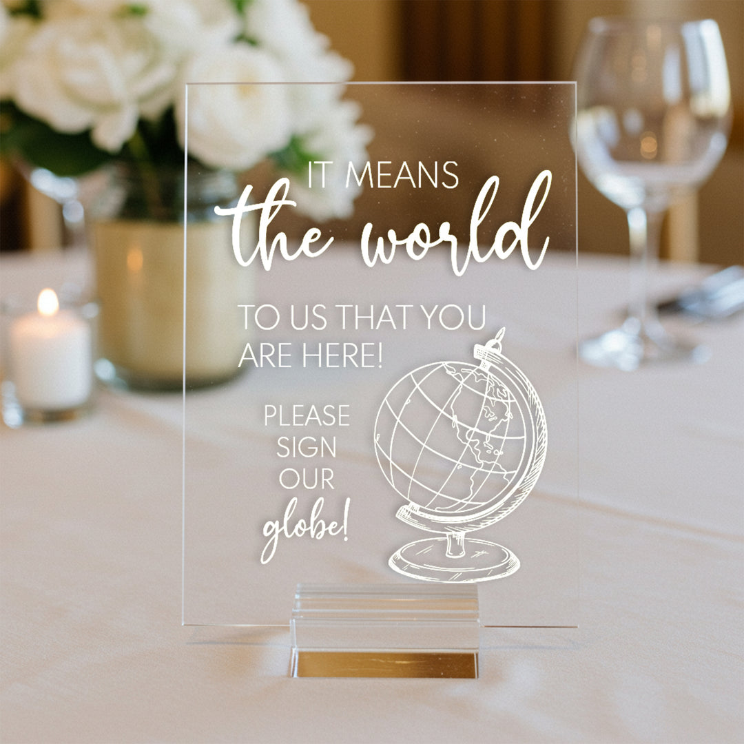 Globe Guestbook Wedding Table Sign - iCustomLabel