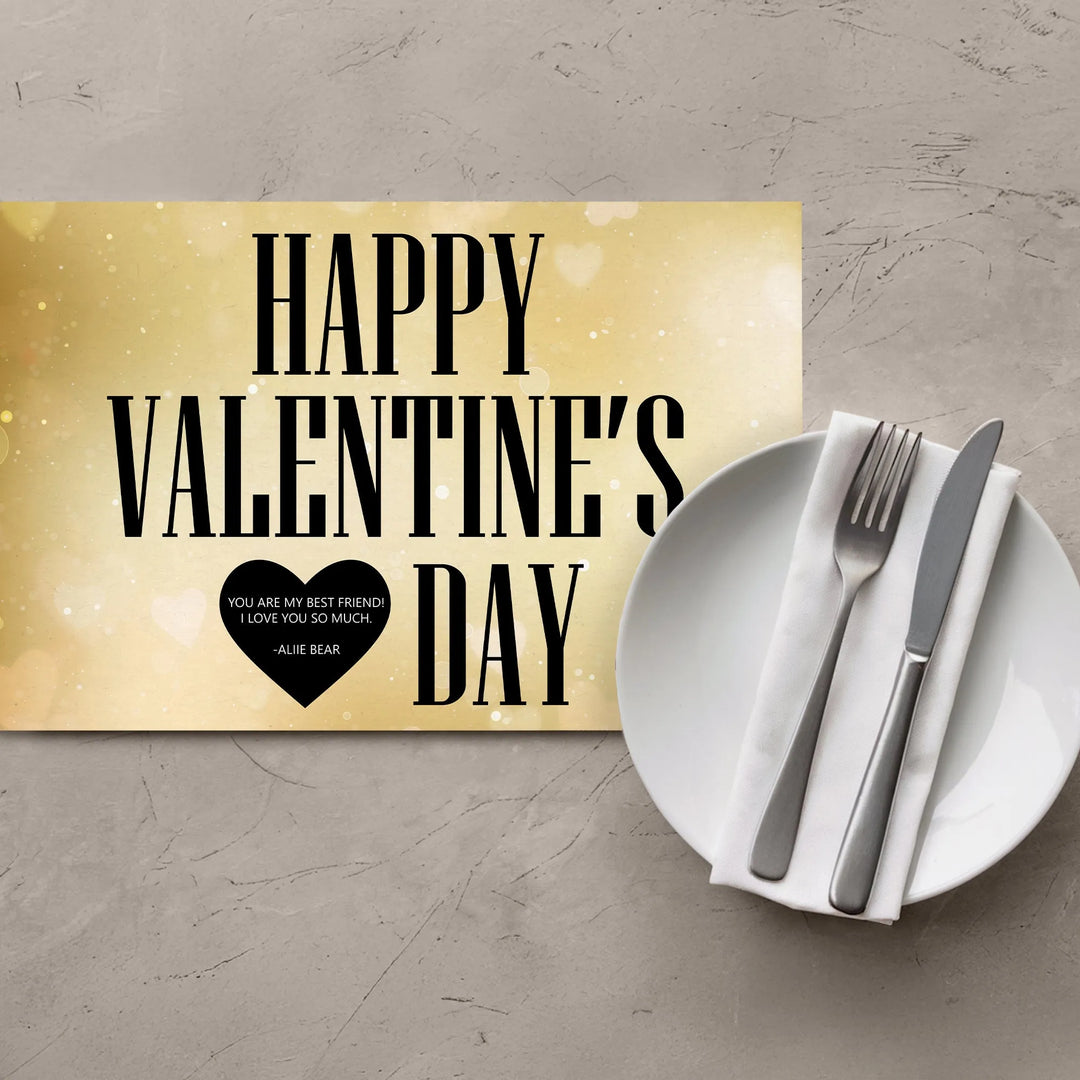 Gold Bokeh Hearts Placemats - iCustomLabel