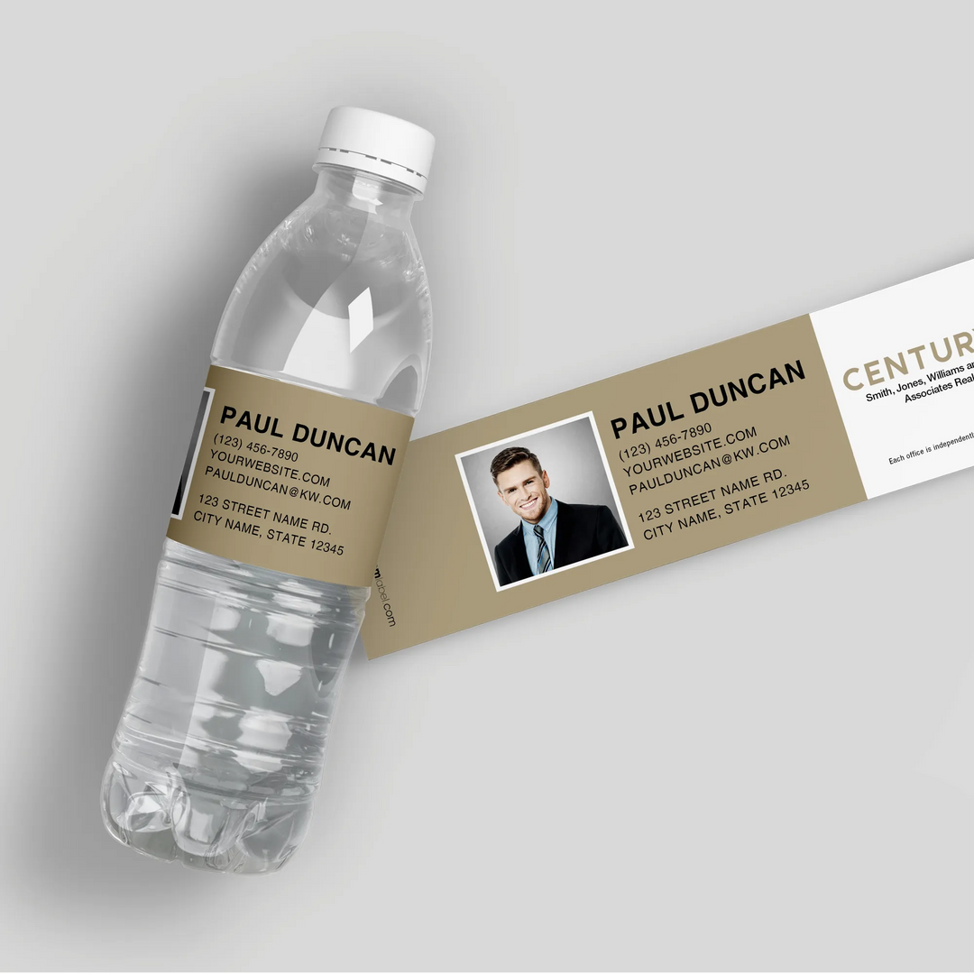 Gold Century 21 Water Bottle Labels - iCustomLabel
