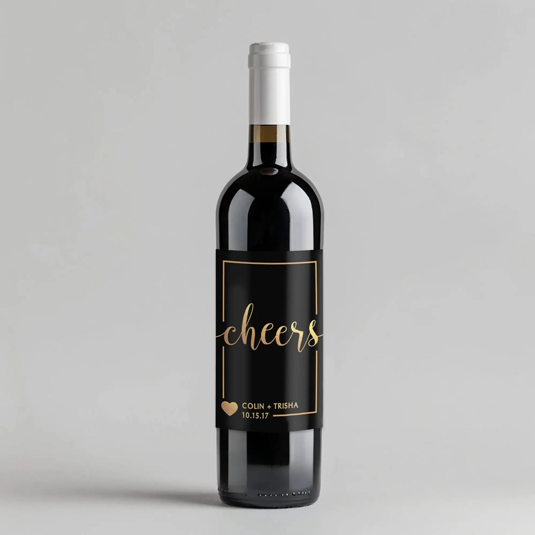 Gold Cheers Wine Label - iCustomLabel