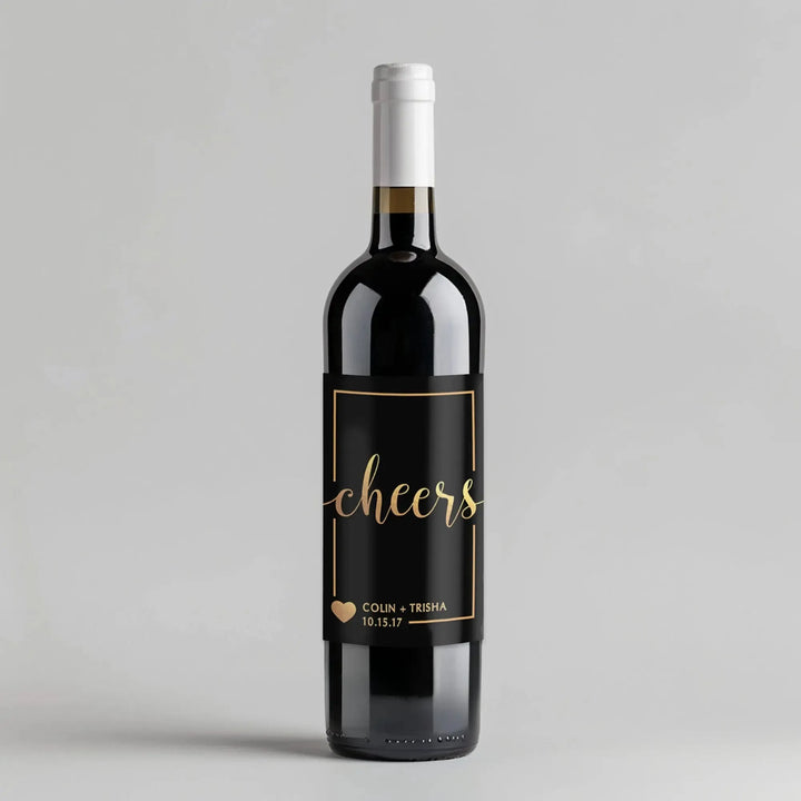Gold Cheers Wine Label - iCustomLabel