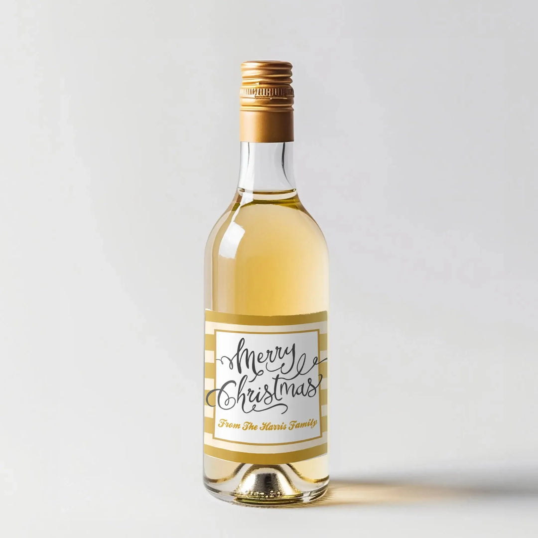 Gold Christmas Mini Wine Label - iCustomLabel