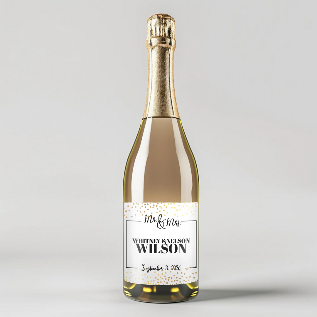 Gold Confetti Champagne Label - iCustomLabel