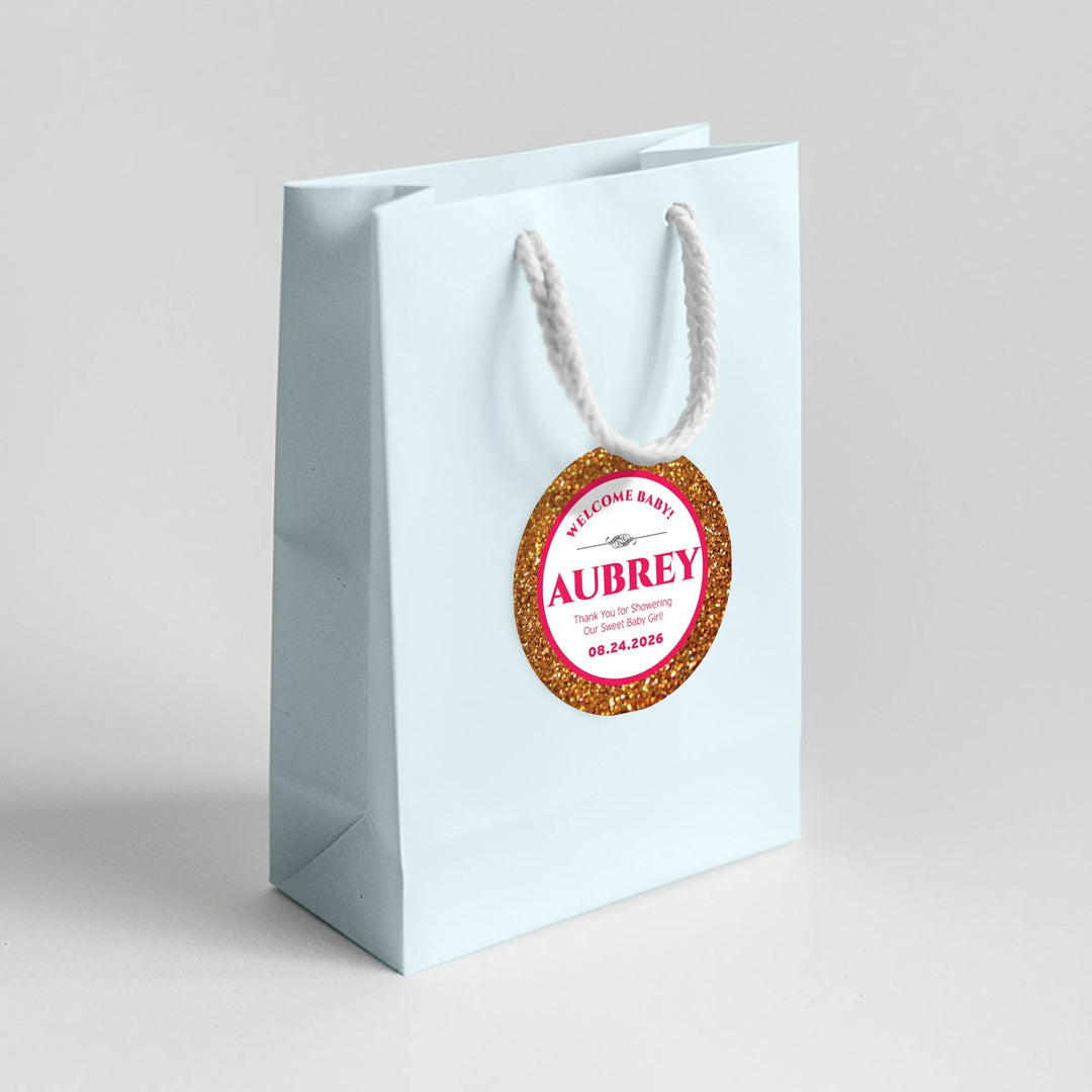Gold Glitter Baby Shower Favor Labels - iCustomLabel