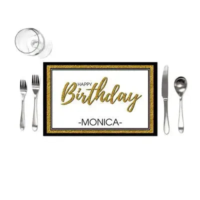 Gold Glitter Birthday Placemats - iCustomLabel