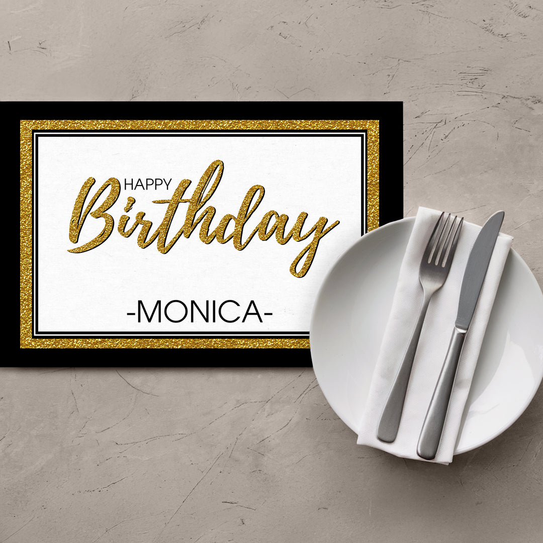 Gold Glitter Birthday Placemats - iCustomLabel