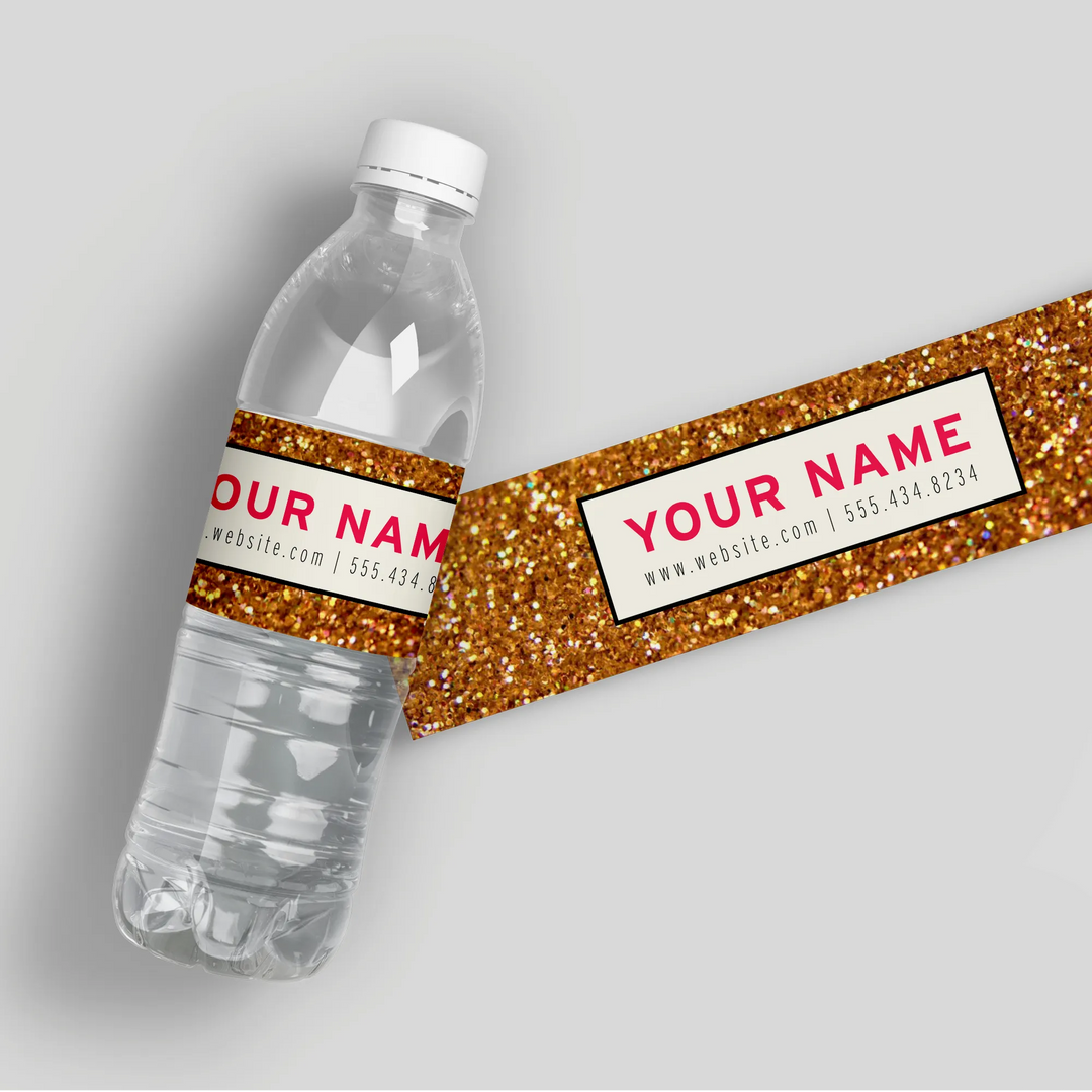Gold Glitter Wedding Planner Water Bottle Labels - iCustomLabel