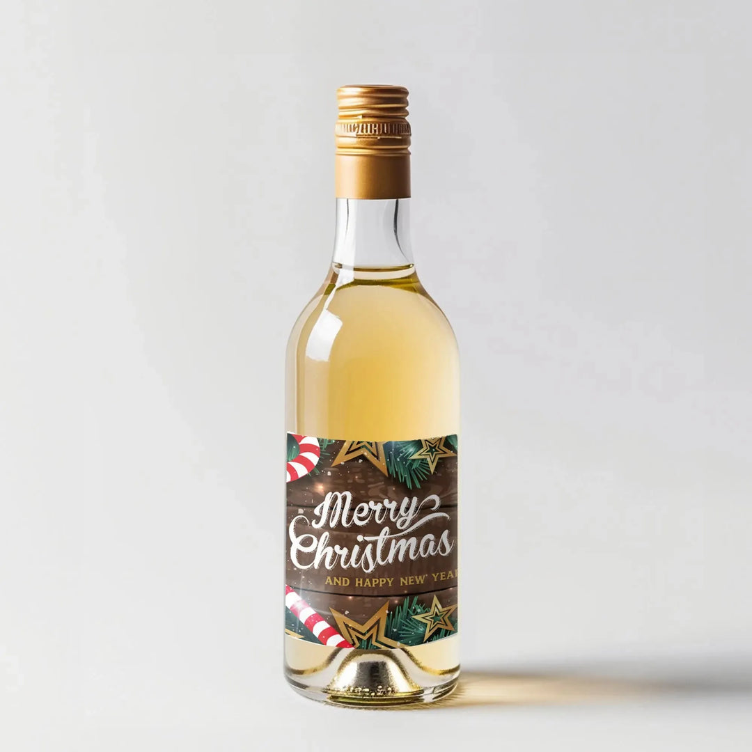 Gold Stars Christmas Mini Wine Label - iCustomLabel