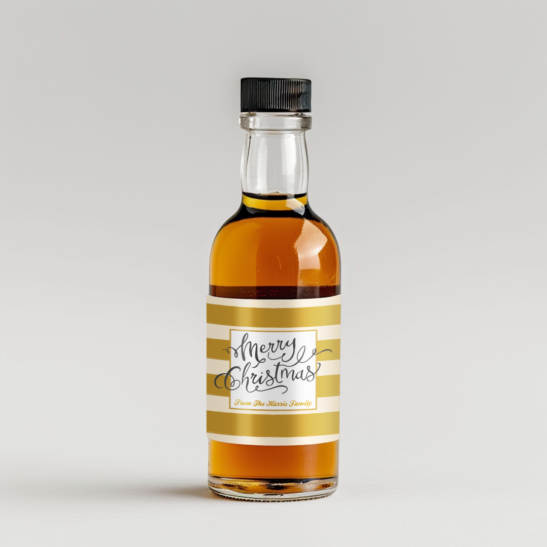 Gold Stripes Mini Liquor Label - iCustomLabel