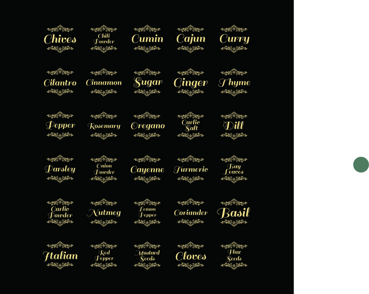 Golden Fantasy Spice Labels