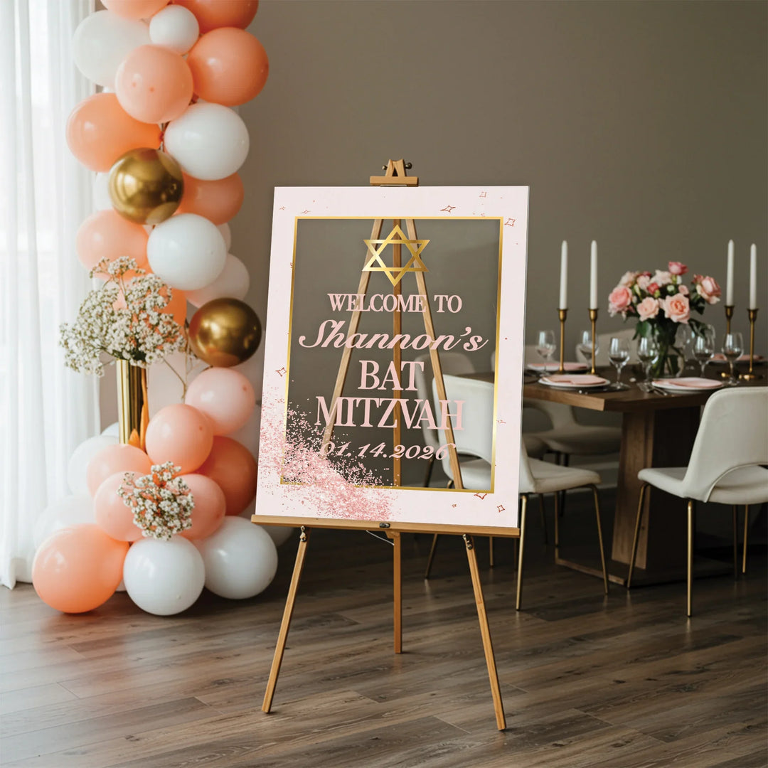 Golden Pink Bat Mitzvah Sign