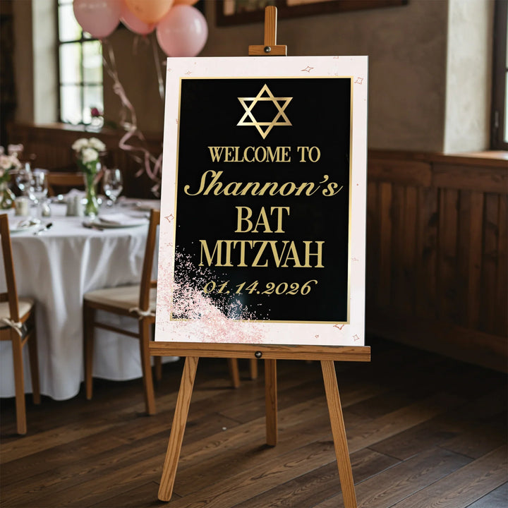 Golden Pink Bat Mitzvah Sign