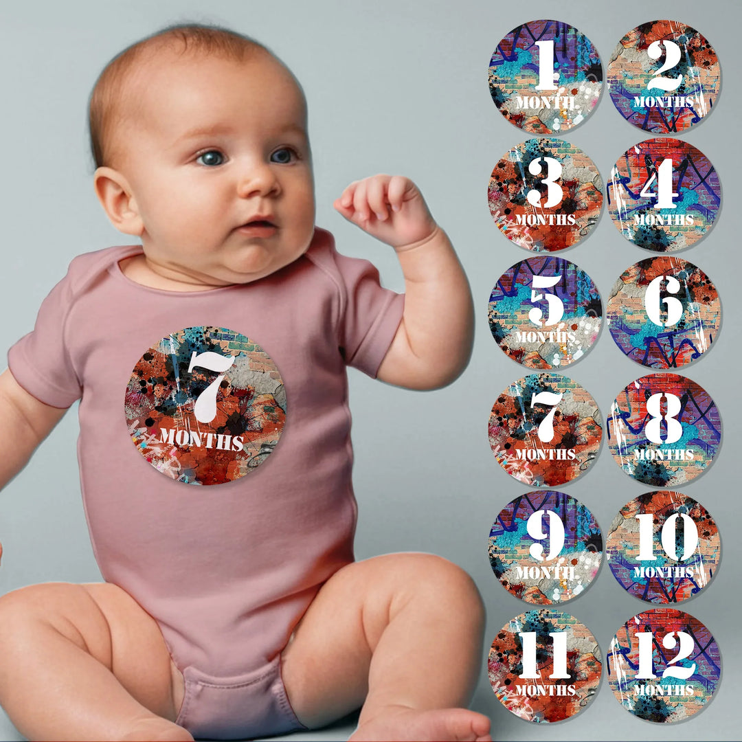 Grafitti Baby Month Stickers - iCustomLabel
