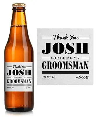 Gray Thank You Groomsman Beer Label - iCustomLabel