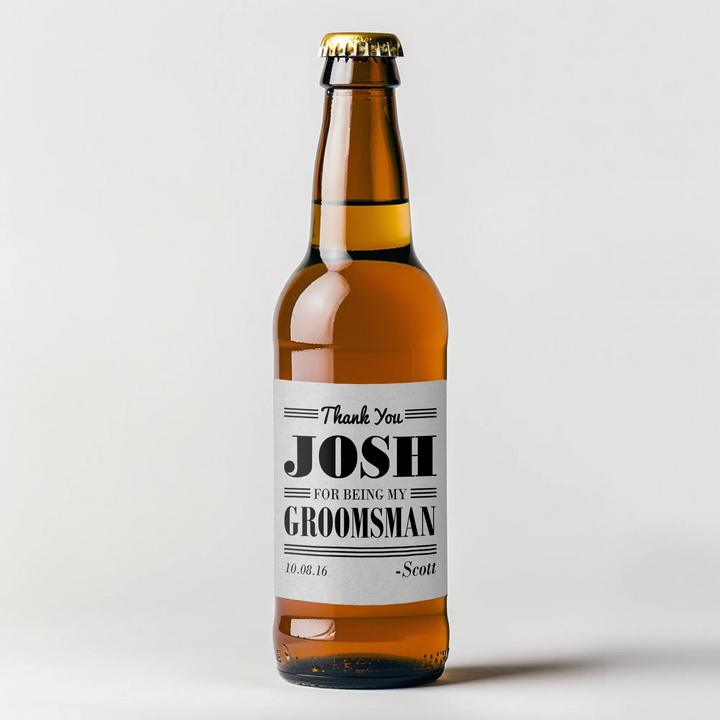 Gray Thank You Groomsman Beer Label - iCustomLabel