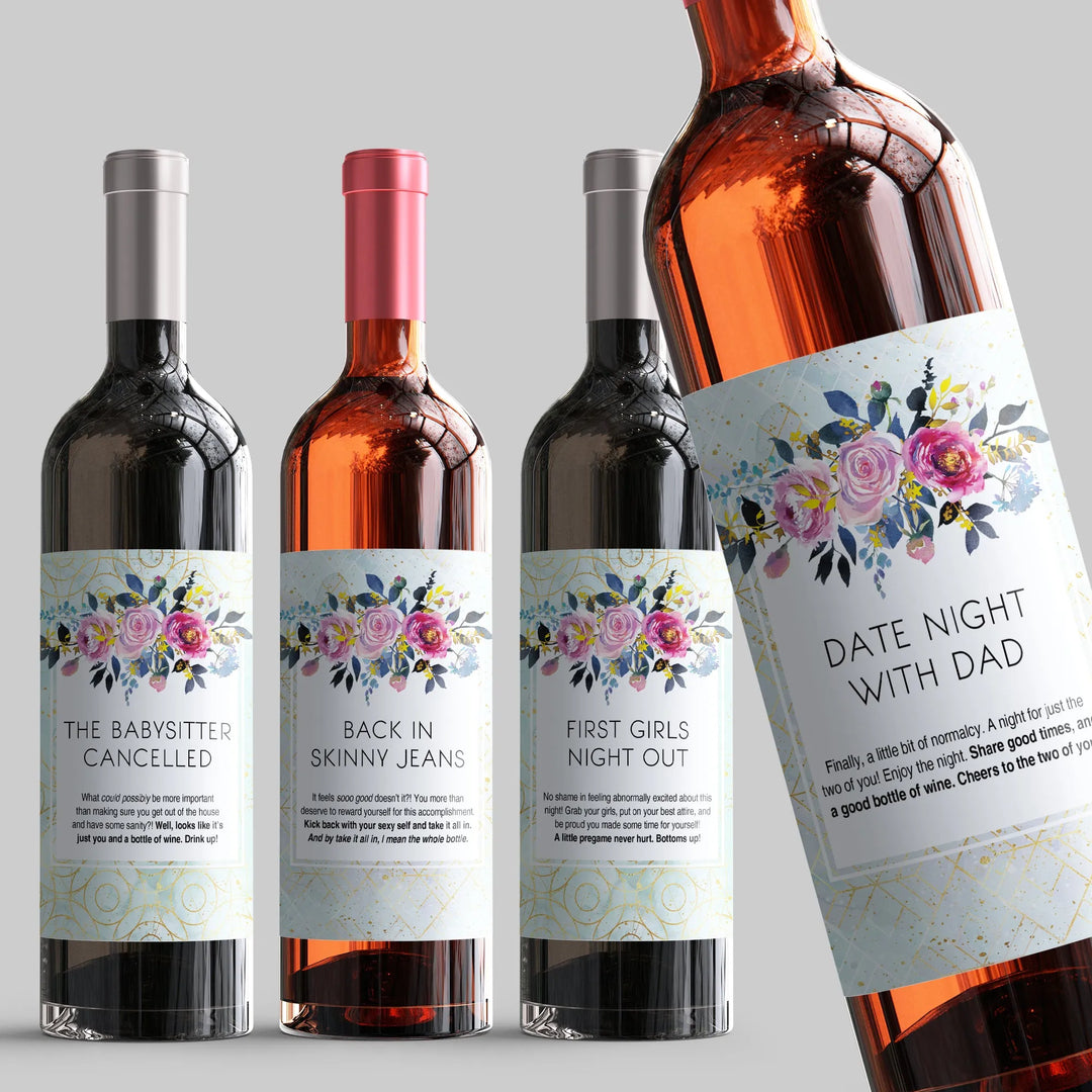 Green Gold Mommy Milestone Wine Label Set - iCustomLabel