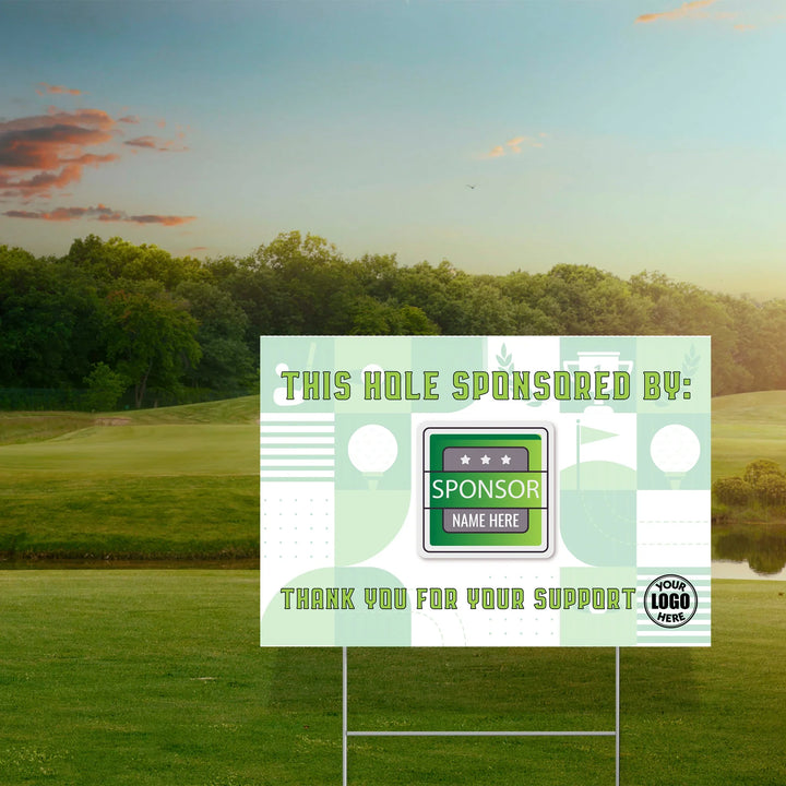 Green Golf Hole Sponsor Yard Sign