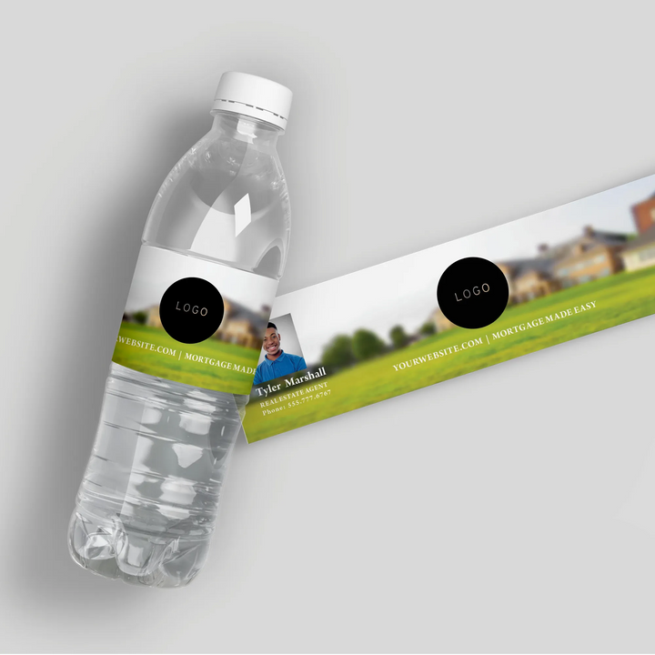 Green Lawn Mortgage Broker Water Bottle Labels - iCustomLabel