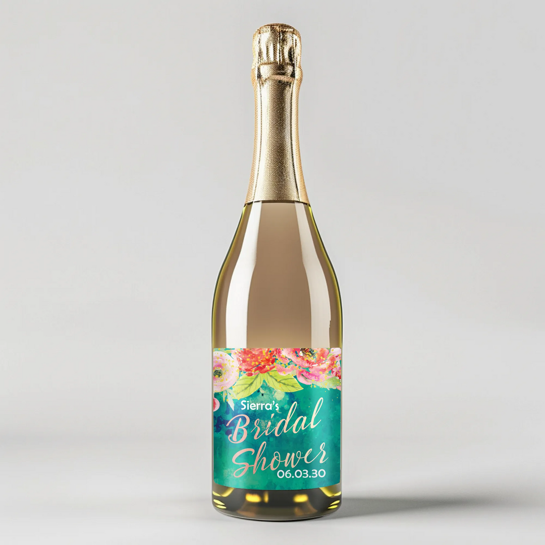 Green Watercolor Champagne Label - iCustomLabel