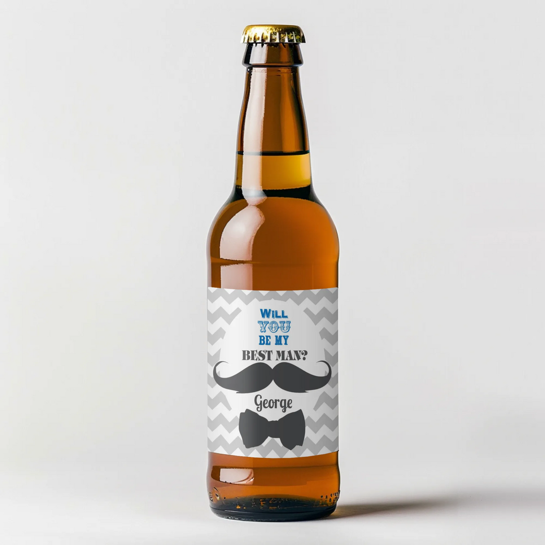 Groomsmen Mustache Beer Label - iCustomLabel