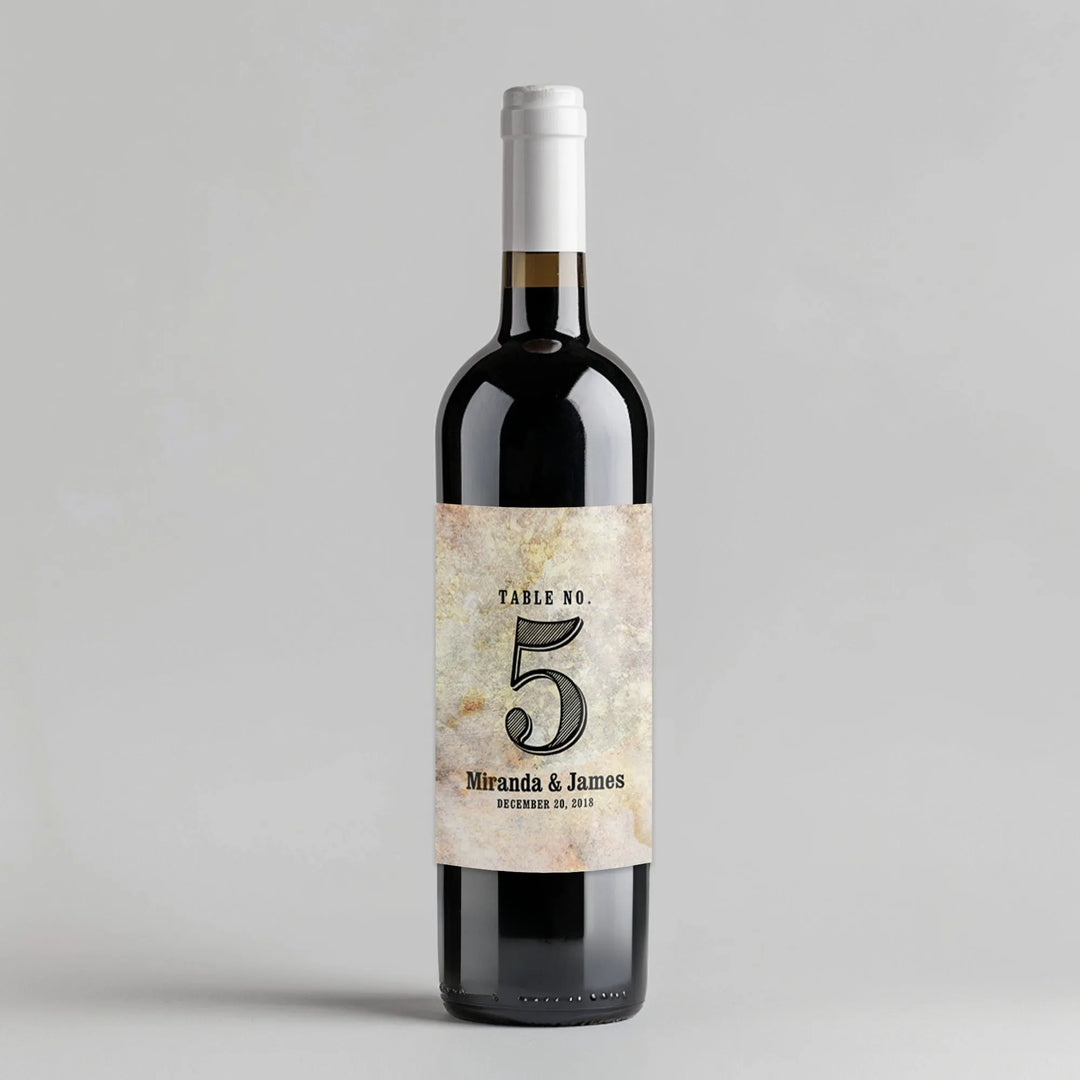 Grunge Table Number Wine Label - iCustomLabel